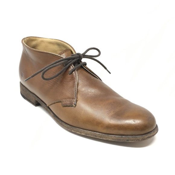 Frye Jim Chukka Boots Shoes Size 9.5 Brown Leather - Picture 1 of 10